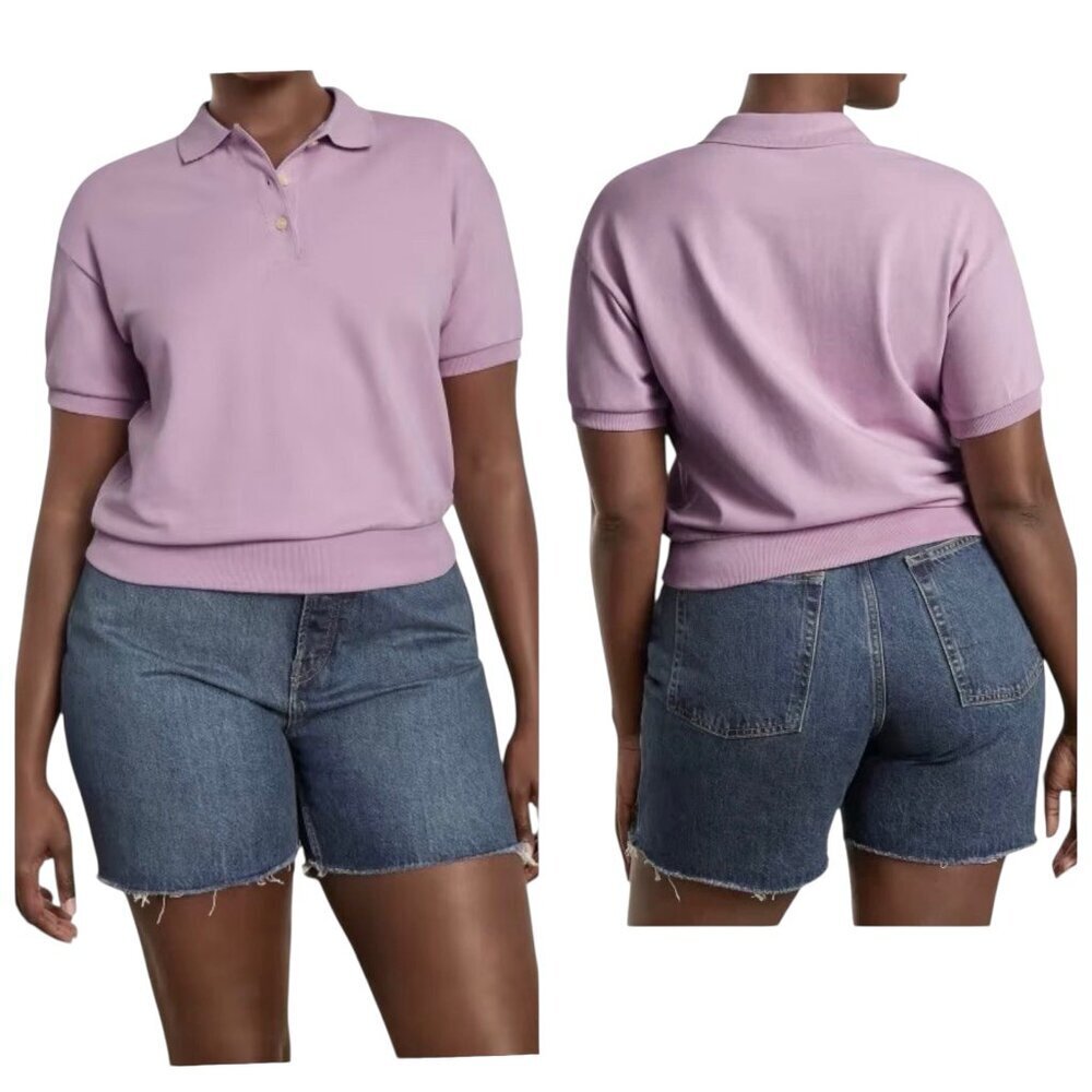 Everlane Organic Cotton Polo Shirt Lavender S Short Sleeve Stretch - Picture 1 of 7